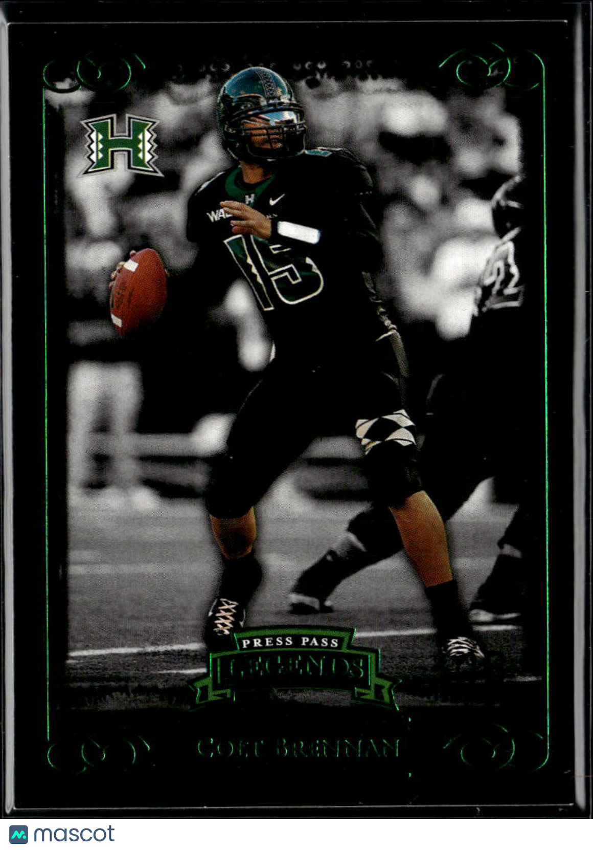 Colt Brennan 2008 Press Pass Legends Green Rookie RC 21/25 Hawaii Warriors
