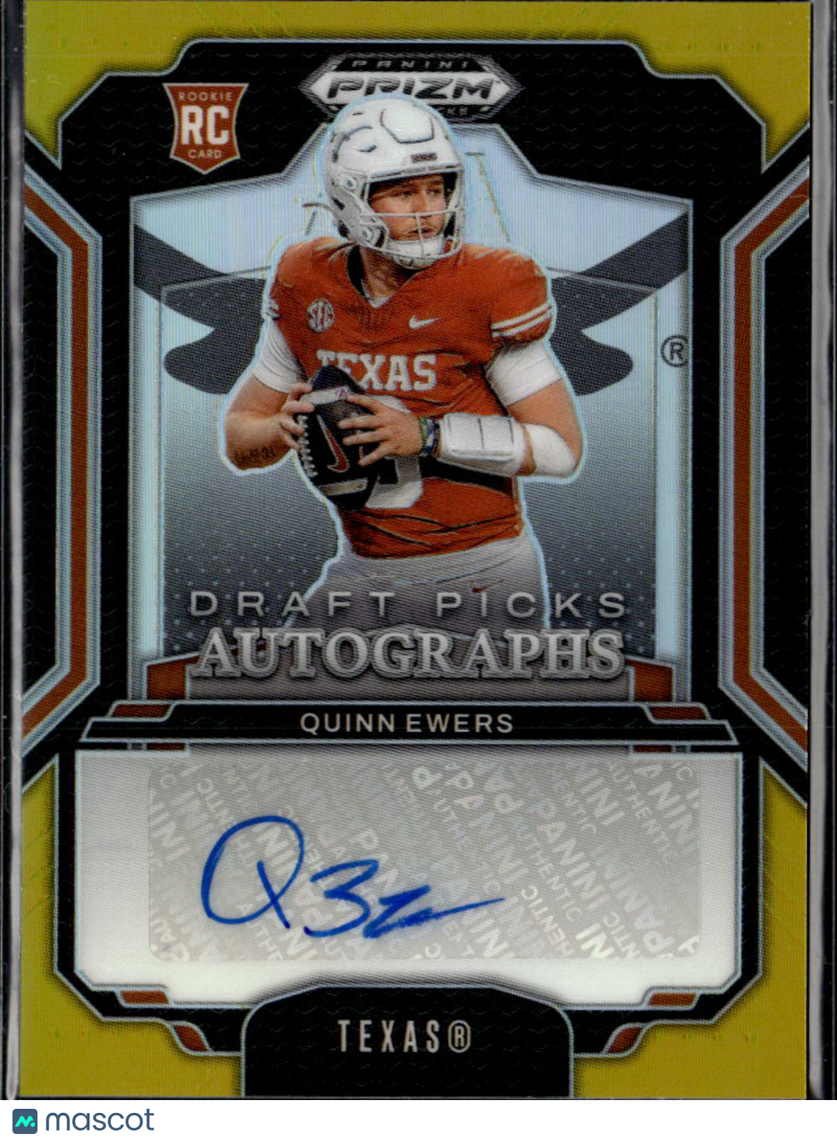 Quinn Ewers 2025 Prizm Draft Auto Autograph RC GOLD 4/10 Texas Longhorns