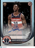 Jamir Watkins 2025 Bowman Auto Autograph RC Rookie 1/1 Washington Wizards
