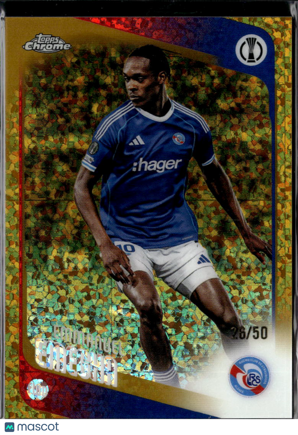 Emmanuel Emegha 2026 Topps Chrome UEFA  Gold Shimmer Refractor /50 Strasbourg