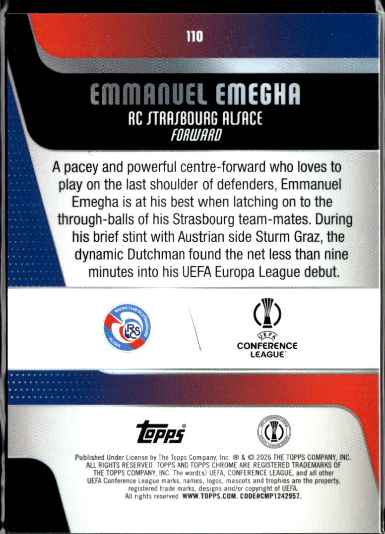 Emmanuel Emegha 2026 Topps Chrome UEFA  Gold Shimmer Refractor /50 Strasbourg