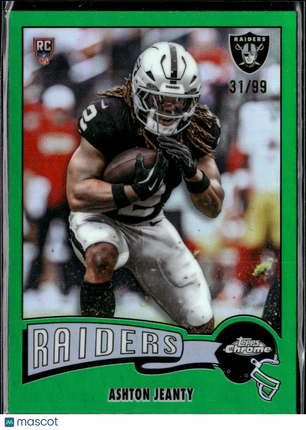Ashton Jeanty 2025 Topps Chrome '75 Green Refractor RC 31/99 Las Vegas Raiders