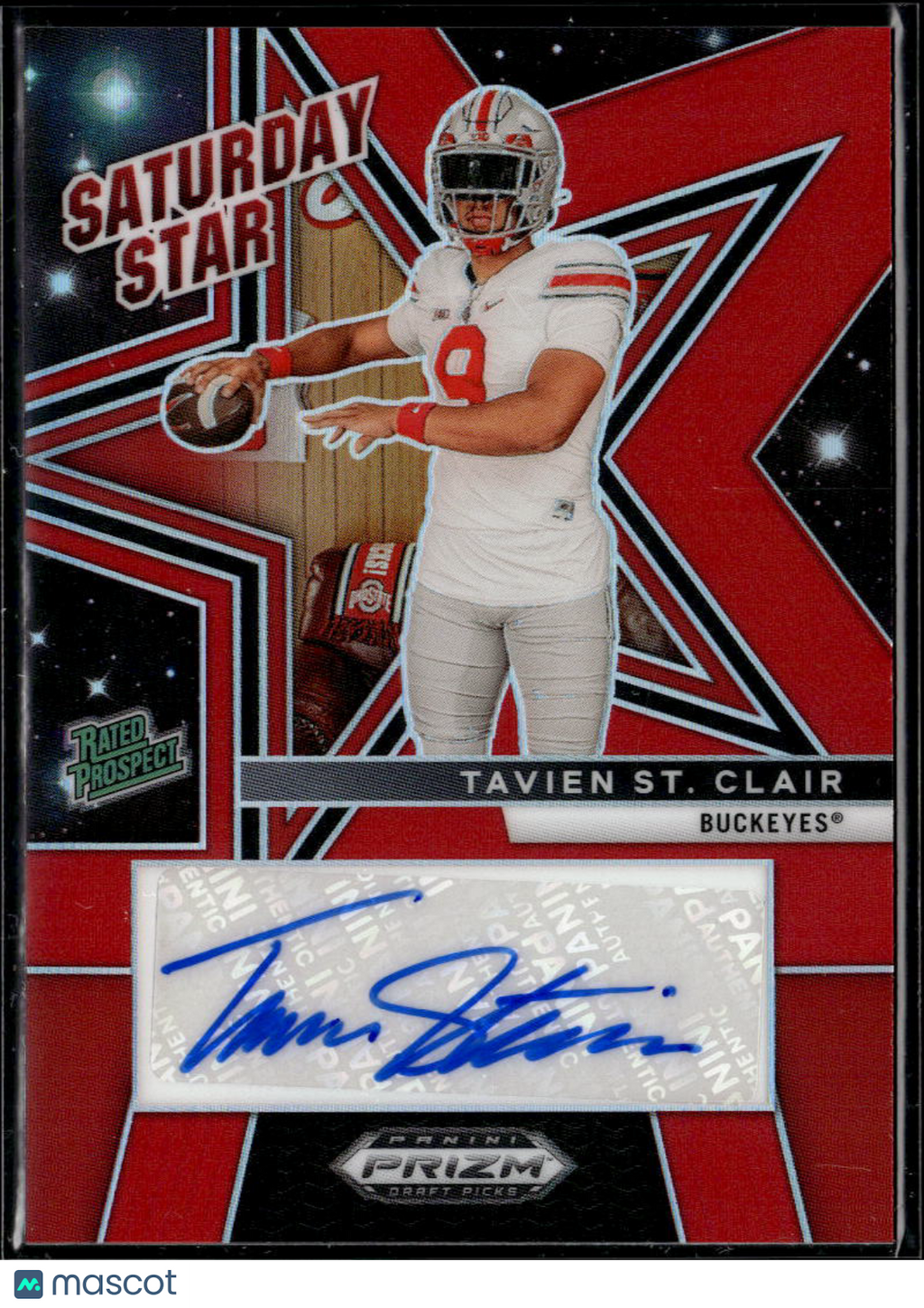 Tavien St. Clair 2025 Prizm Draft Auto Autograph RED RC 61/399 Ohio State