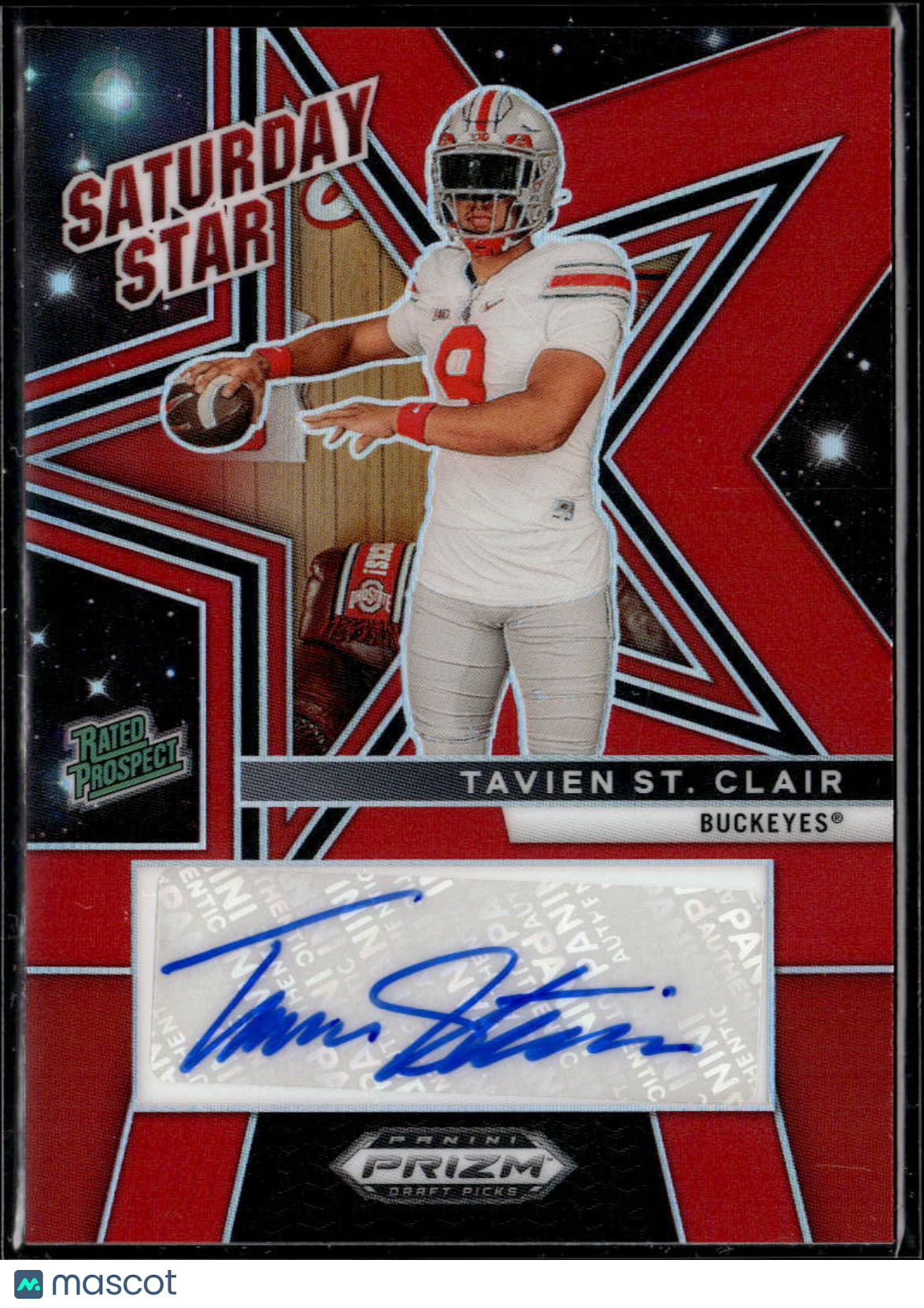 Tavien St. Clair 2025 Prizm Draft Auto Autograph RED RC 61/399 Ohio State