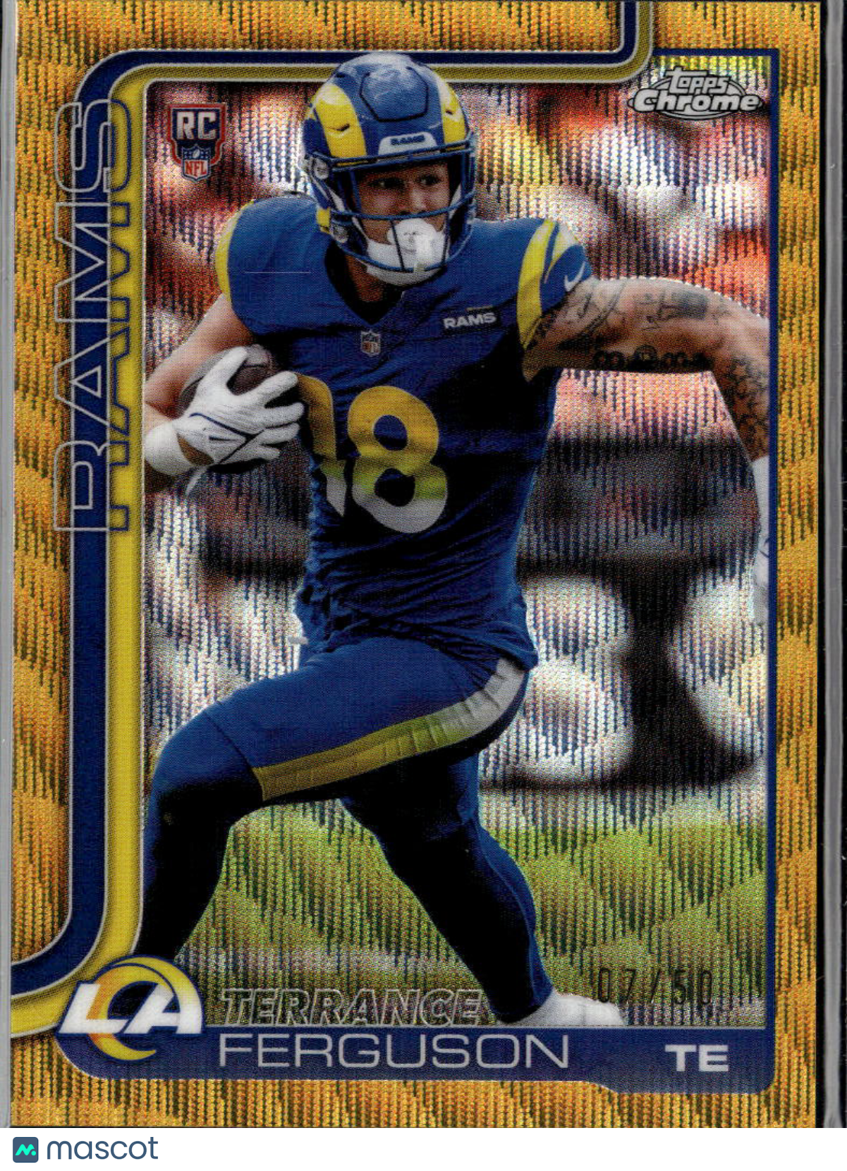 Terrance Ferguson 2025 Topps Chrome GOLD Wave Refractor Rookie 7/50 LA Rams