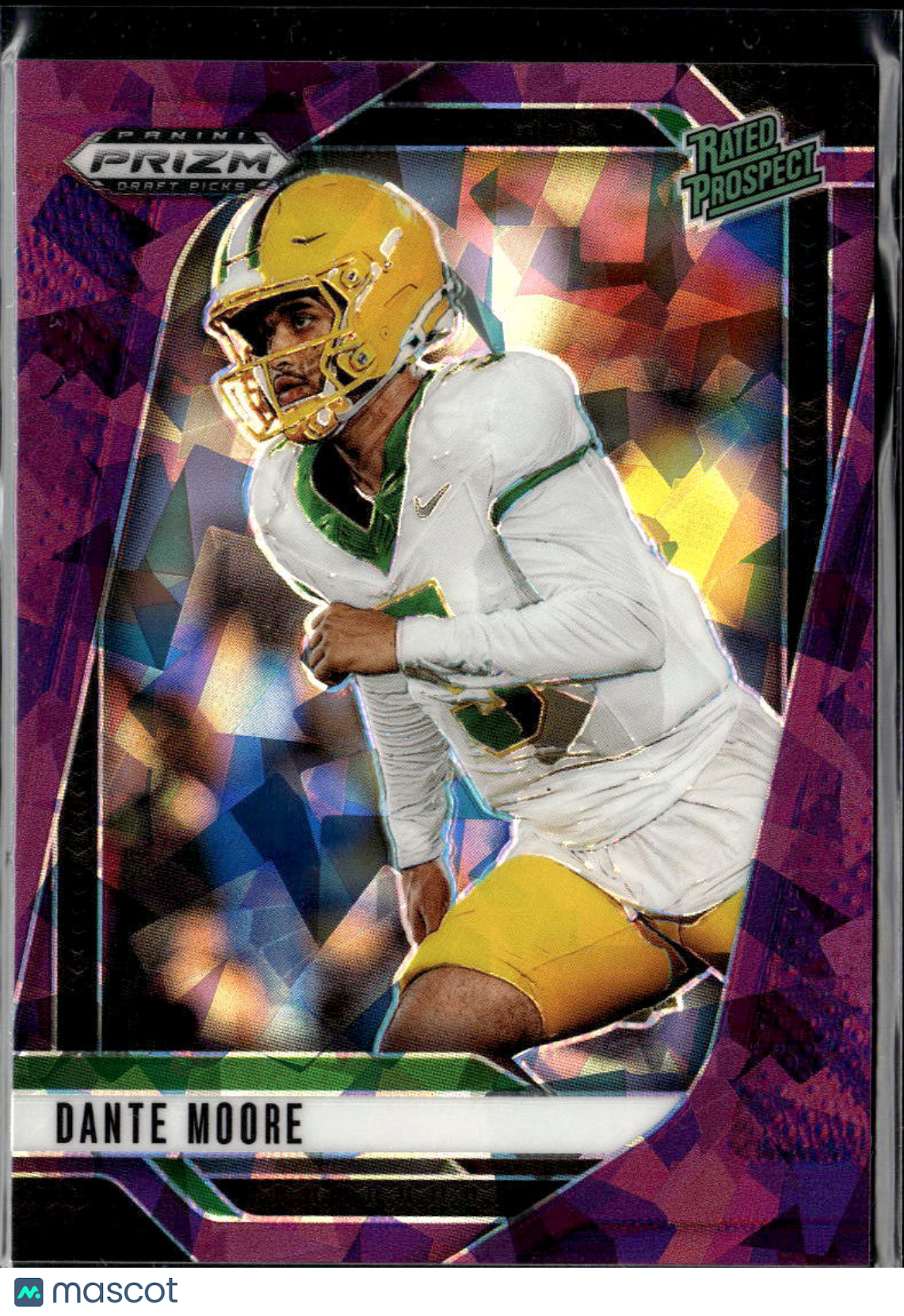 Dante Moore 2025 Prizm Draft Purple Ice Prizm Rookie RC 76/199 Oregon Ducks