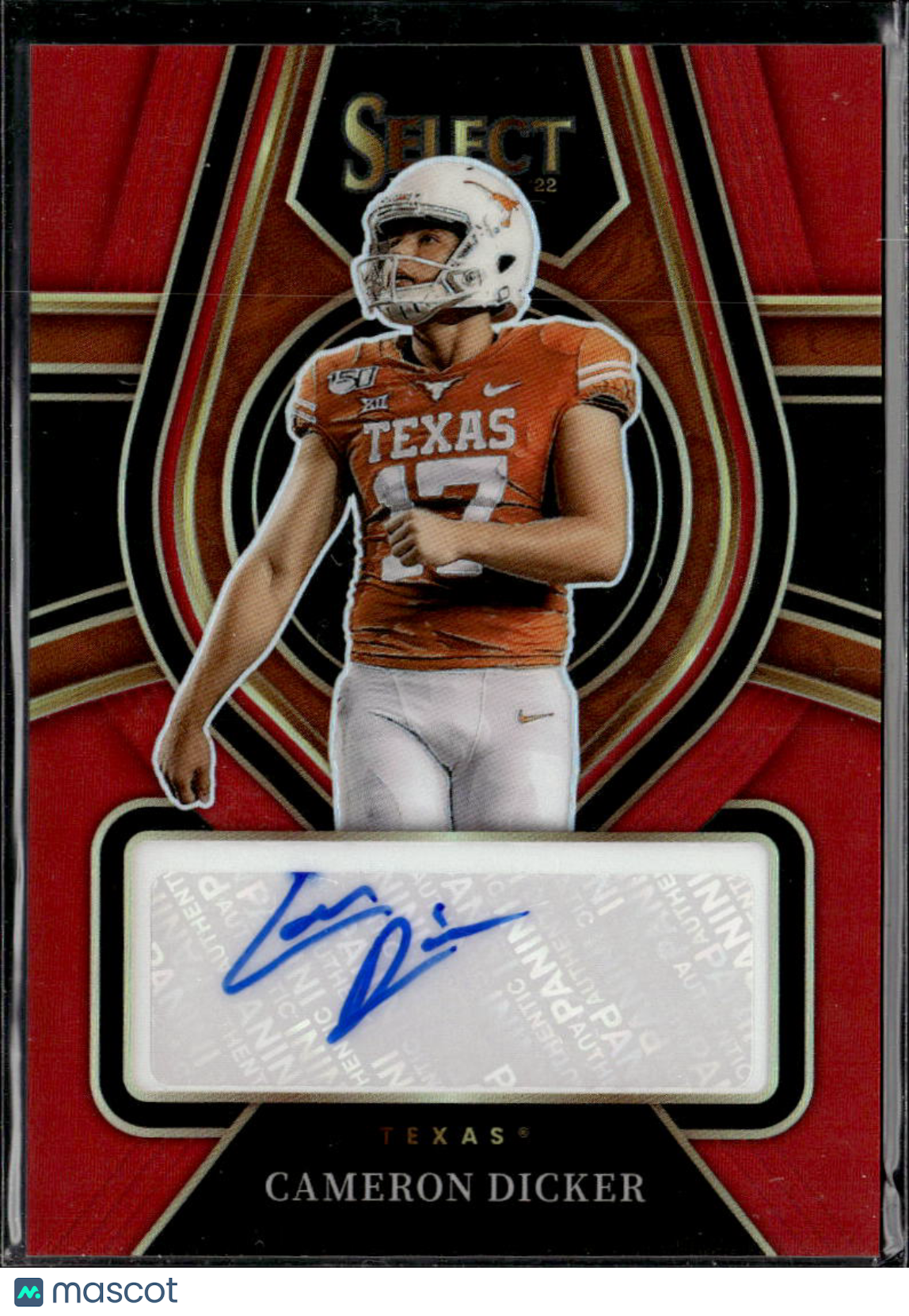 Cameron Dicker 2022 Select Draft Auto Autograph Red RC Texas Longhorns