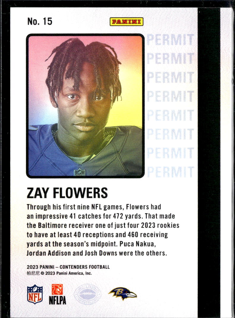 Zay Flowers 2023 Contenders Permit to Dominate SSP CASE HIT RC Baltimore Ravens