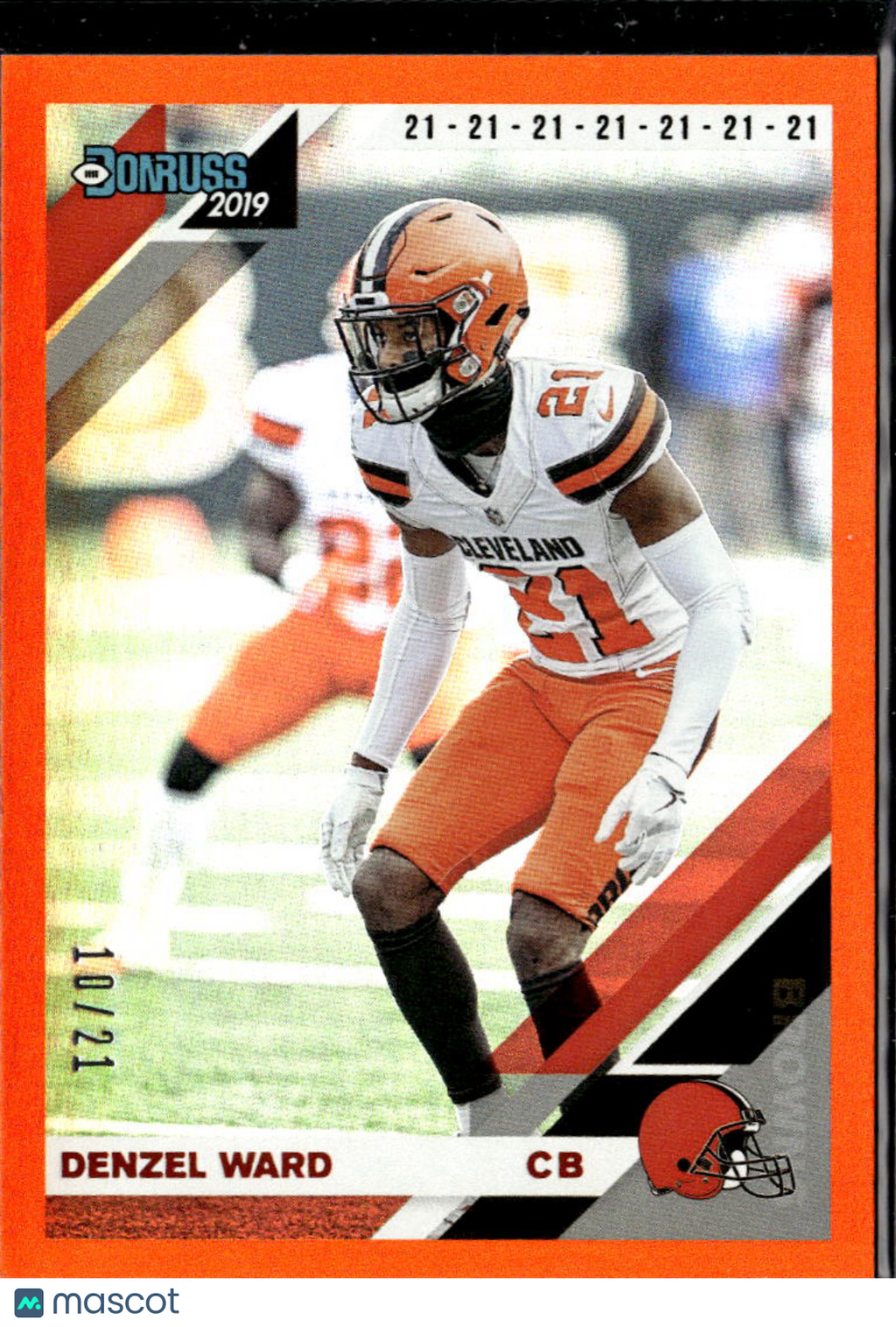 Denzel Ward 2019 Donruss Orange Jersey Number 10/21 Cleveland Browns
