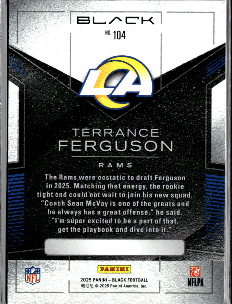 Terrance Ferguson 2025 Black Purple Rookie RC 34/99 Los Angeles Rams
