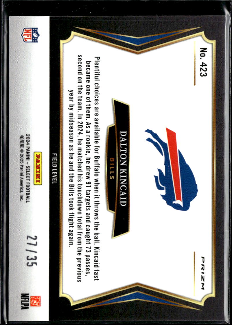 Dalton Kincaid 2025 Select Field Level White Prizm 27/35 Buffalo Bills