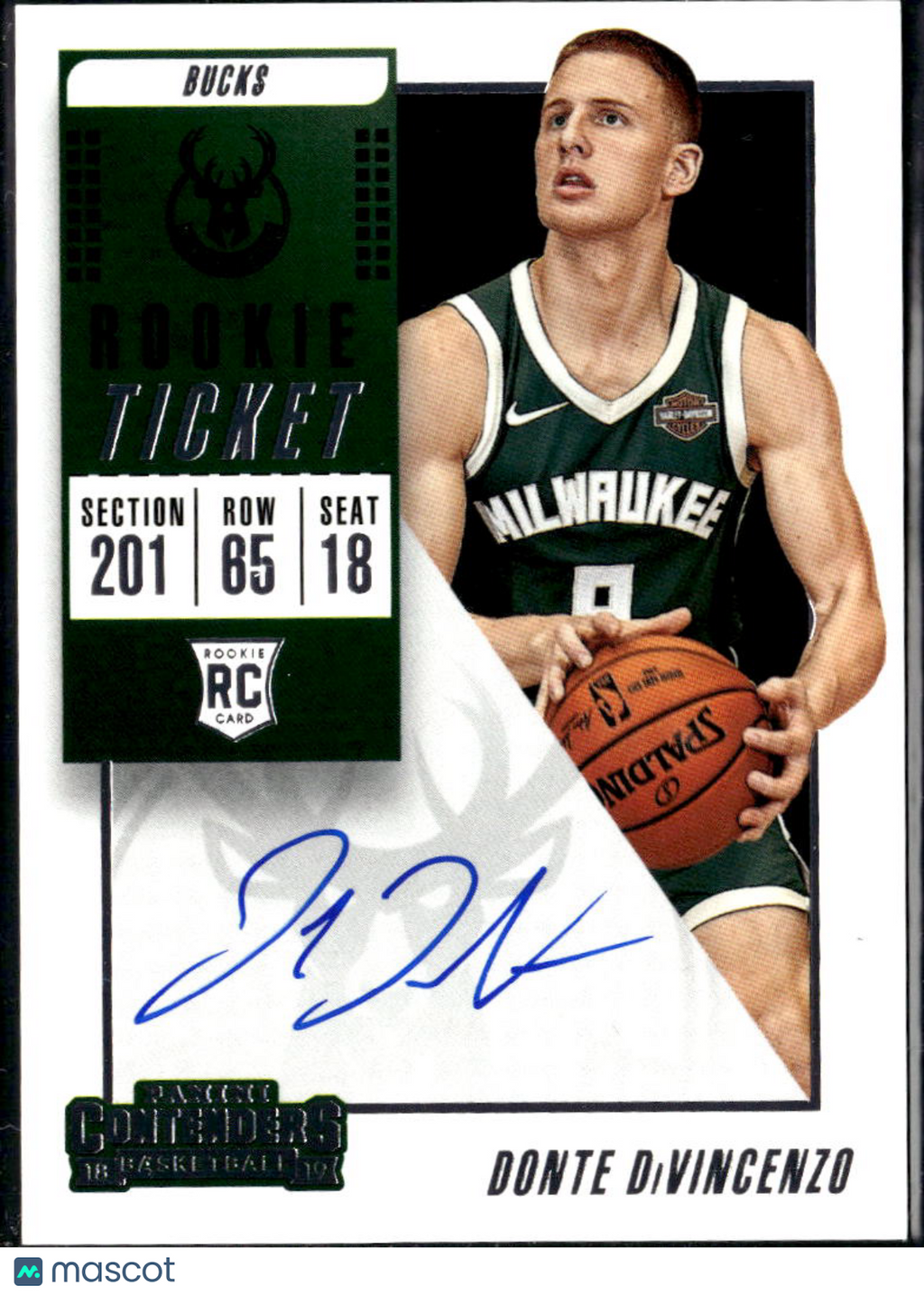 Donte DiVincenzo 2018-19 Contenders On Card Auto Autograph RC Milwaukee Bucks