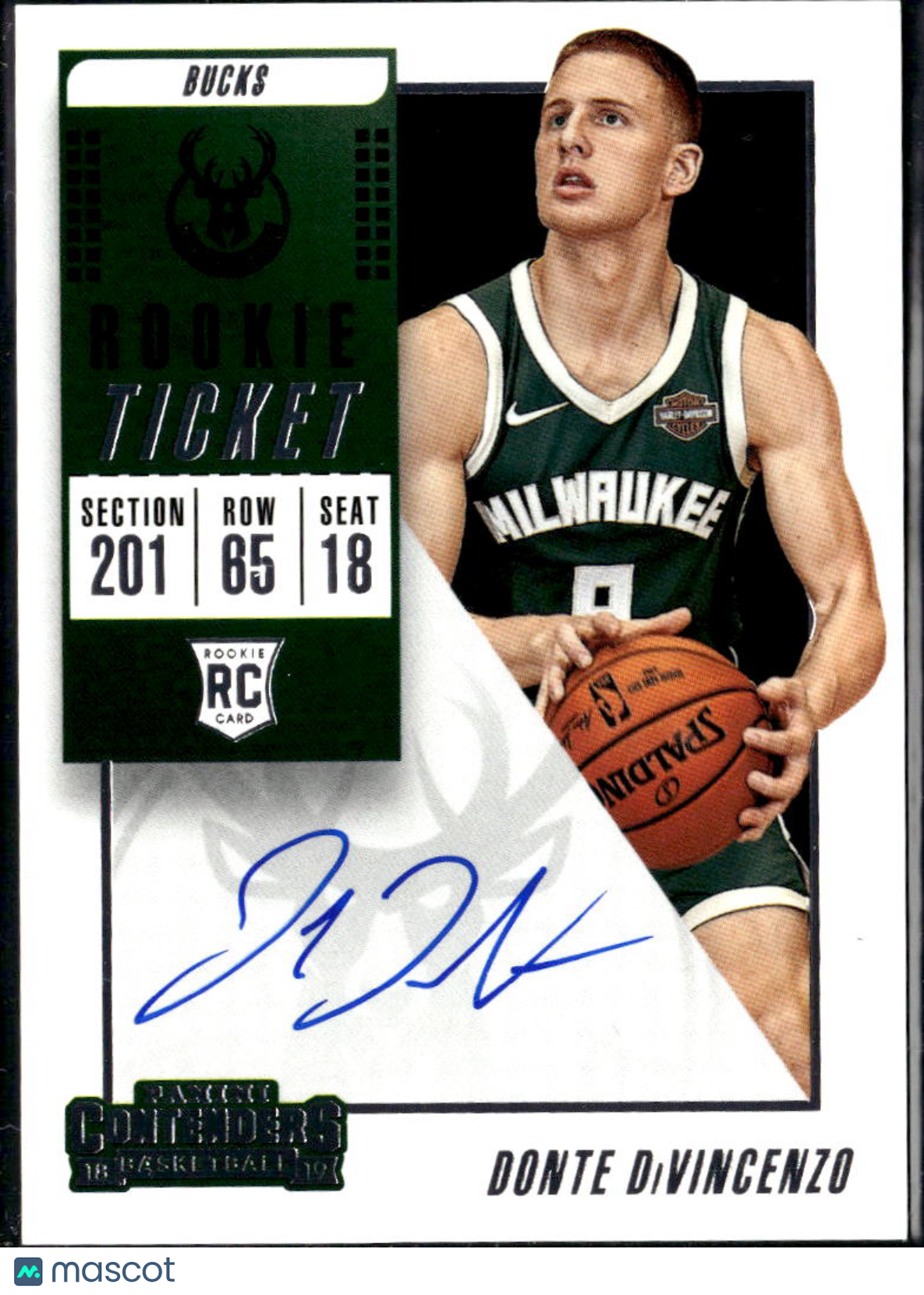 Donte DiVincenzo 2018-19 Contenders On Card Auto Autograph RC Milwaukee Bucks