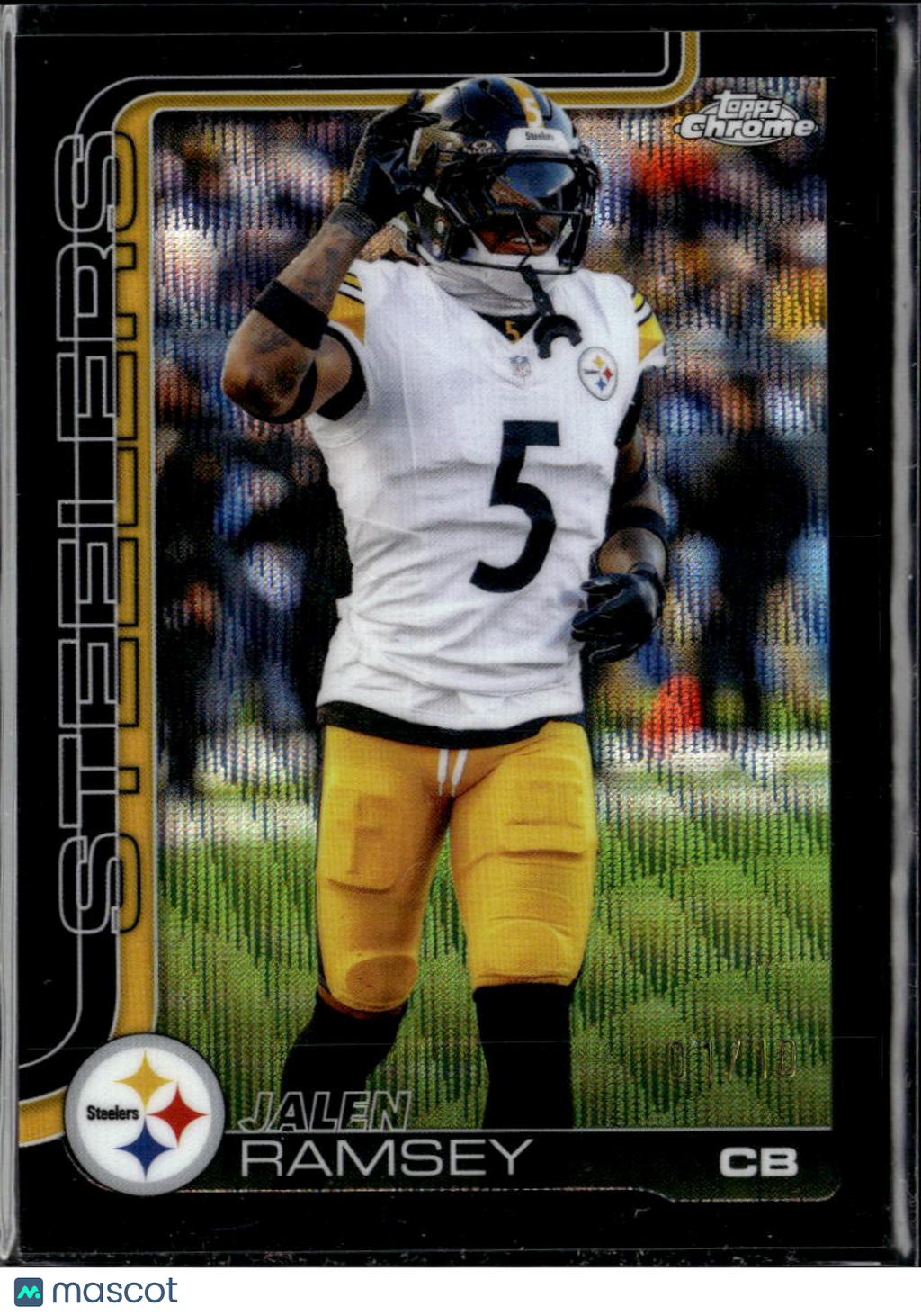 Jalen Ramsey 2025 Topps Chrome Black Wave Refractor 1/10 Pittsburgh Steelers