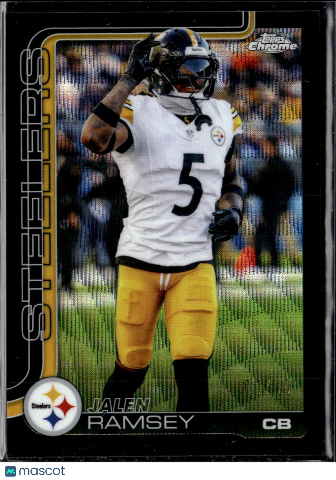 Jalen Ramsey 2025 Topps Chrome Black Wave Refractor 1/10 Pittsburgh Steelers