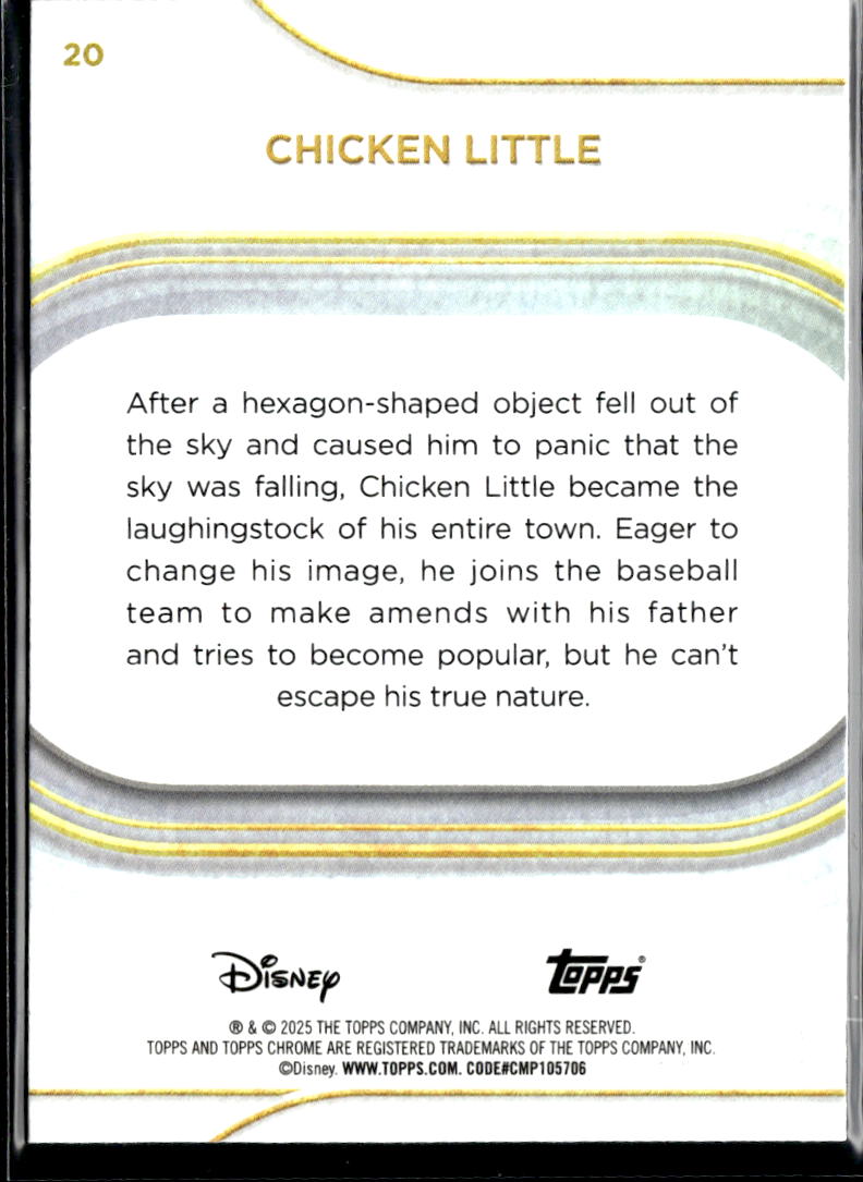 Chicken Little 2025 Topps Chrome Disney Blue Diamond Refractor 150/150 #20