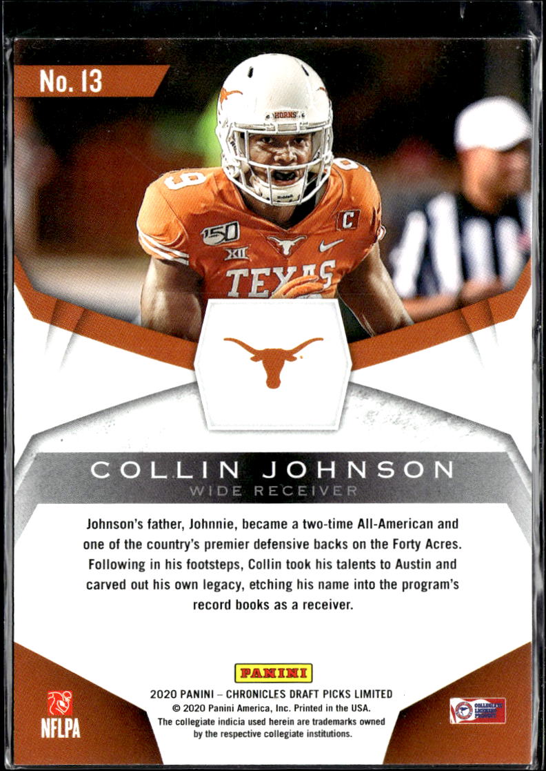 Collin Johnson 2020 Limited Purple Rookie RC 19/25 Texas Longhorns