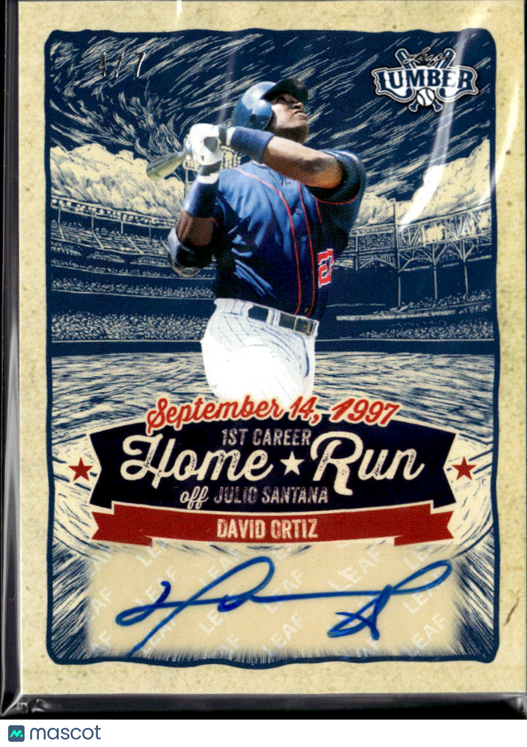 David Ortiz 2025 Leaf Lumber Auto Autograph 4/7 Minnesota Twins