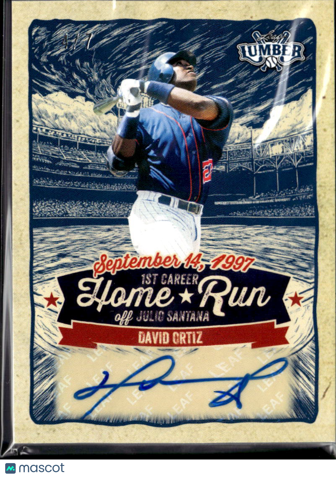 David Ortiz 2025 Leaf Lumber Auto Autograph 4/7 Minnesota Twins