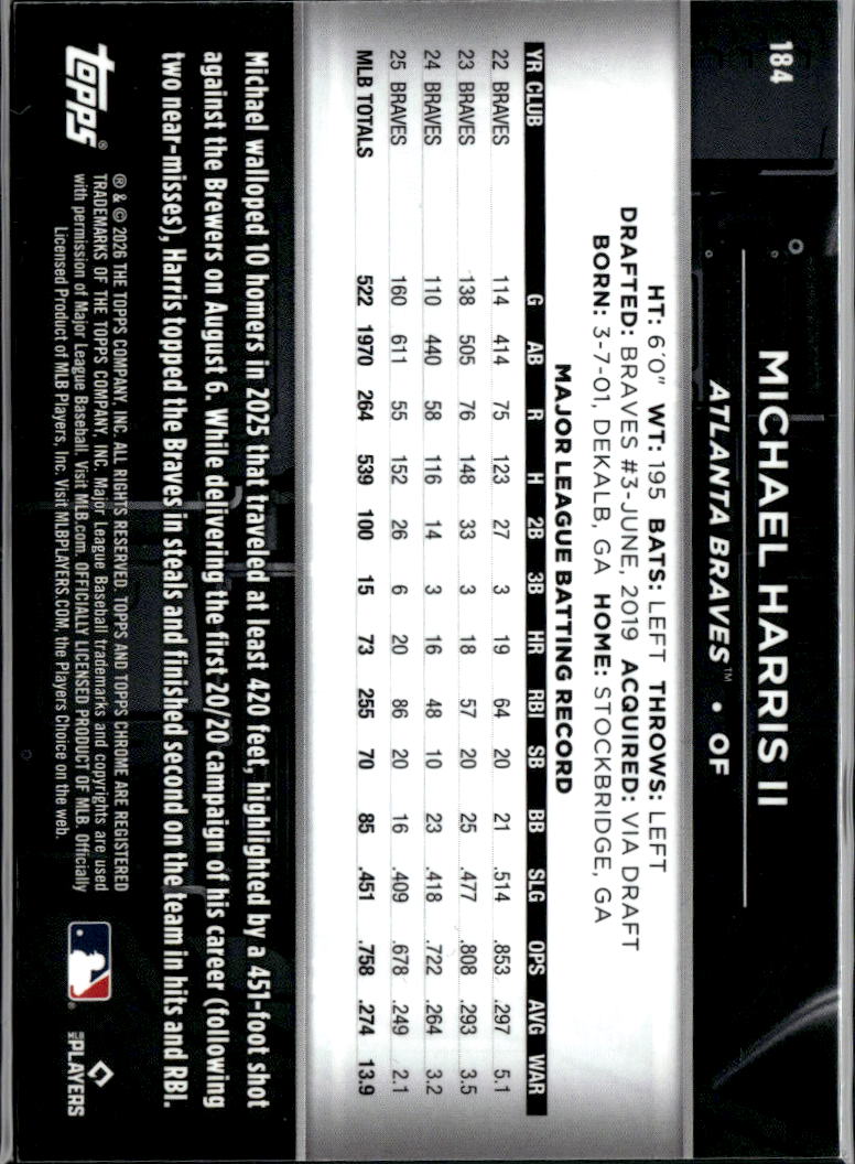 Michael Harris II 2026 Topps Chrome Black Orange Refractor 9/25 Atlanta Braves