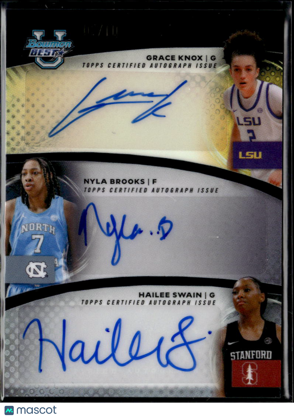 Grace Knox / Nyla Brooks / Hailee Swain 2026 Bowman's Best Triple Autograph 2/10