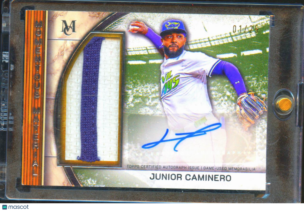 Junior Caminero 2025 Topps Museum Collection Auto Autograph Patch 1/25 TB Rays