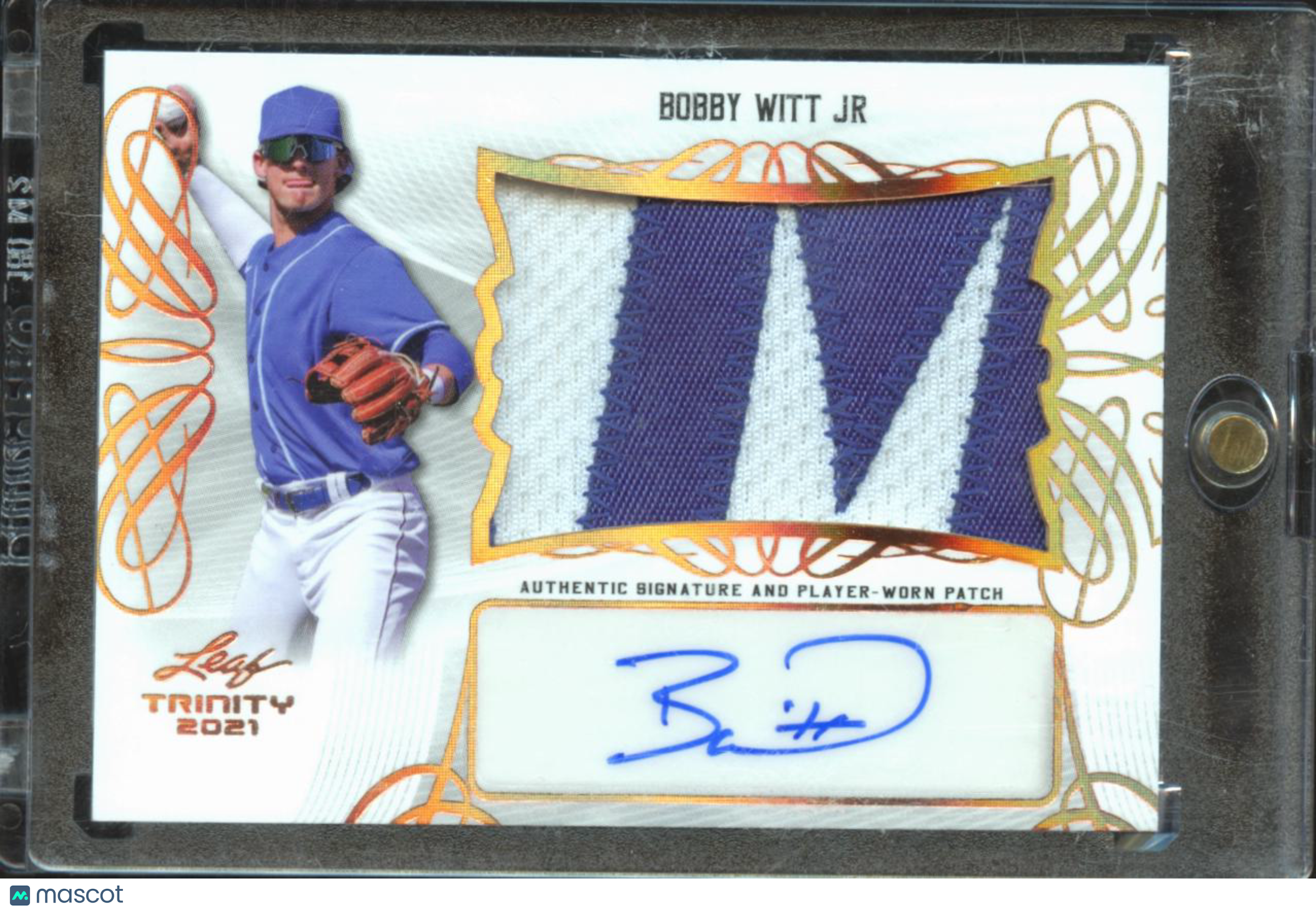 Bobby Witt Jr. 2021 Leaf Trinity Auto Autograph Nameplate Patch KC Royals