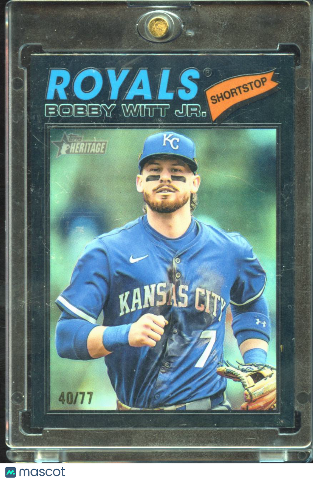 Bobby Witt Jr. 2025 Topps Heritage Black Refractor 40/77 Kansas City Royals