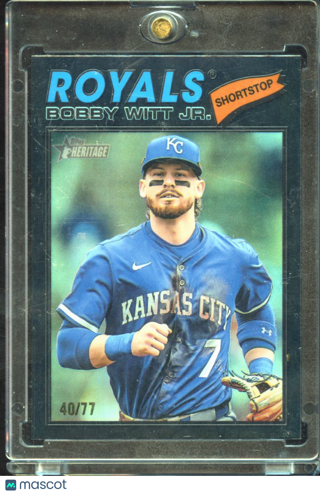 Bobby Witt Jr. 2025 Topps Heritage Black Refractor 40/77 Kansas City Royals