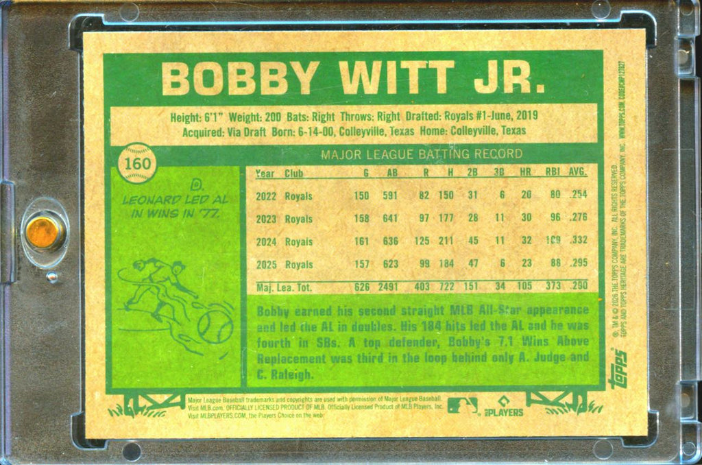 Bobby Witt Jr. 2025 Topps Heritage Black Refractor 40/77 Kansas City Royals