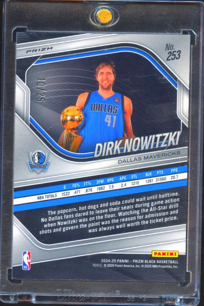 Dirk Nowitzki 2024-25 Prizm Black Mojo Prizm 10/25 Dallas Mavericks