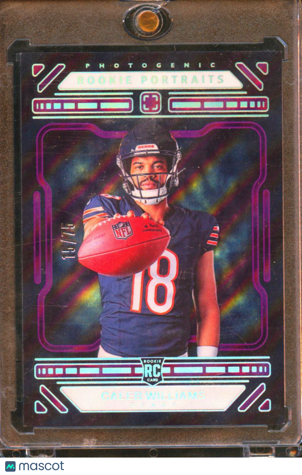 Caleb Williams 2024 Photogenic Rookie RC Purple 15/75 Chicago Bears