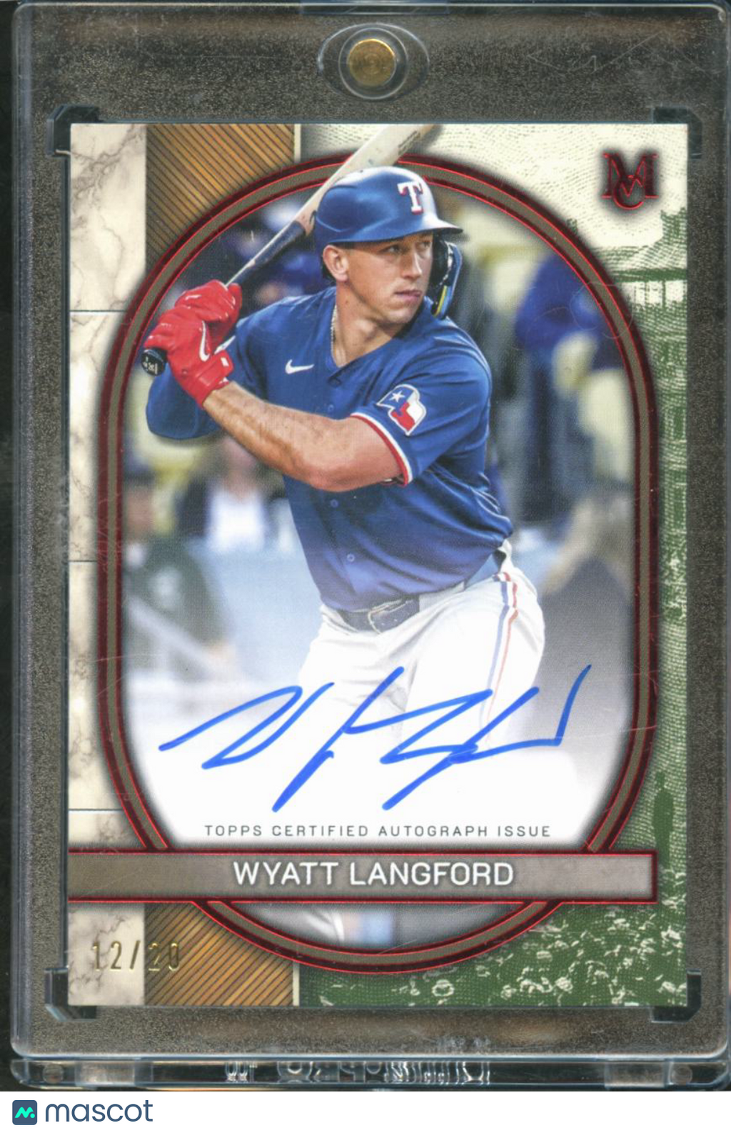 Wyatt Langford 2025 Topps Museum Collection Auto Autograph 12/20 Texas Rangers