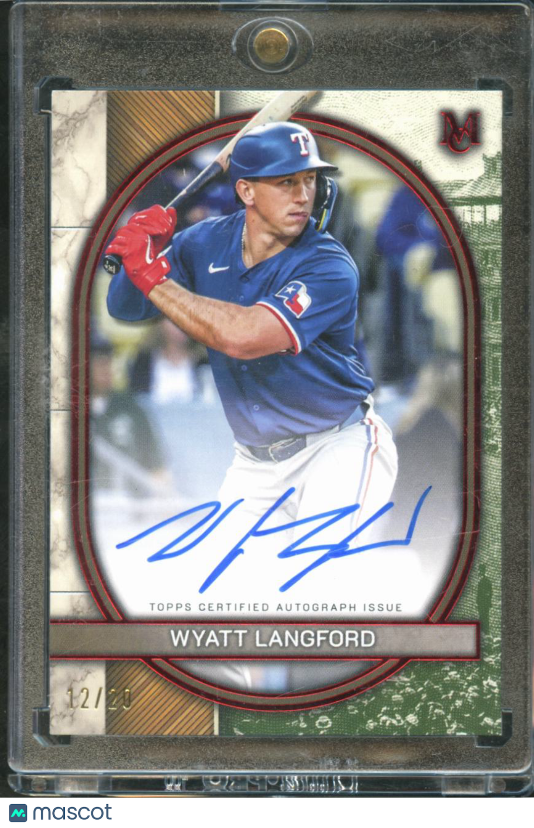 Wyatt Langford 2025 Topps Museum Collection Auto Autograph 12/20 Texas Rangers