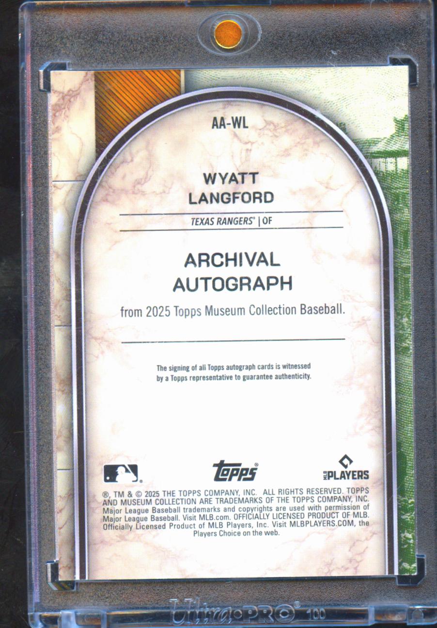 Wyatt Langford 2025 Topps Museum Collection Auto Autograph 12/20 Texas Rangers