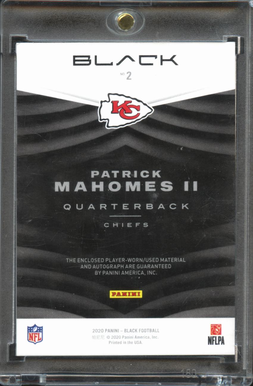 Patrick Mahomes II 2020 Panini Black Capstones Auto Autograph 2/10 KC Chiefs