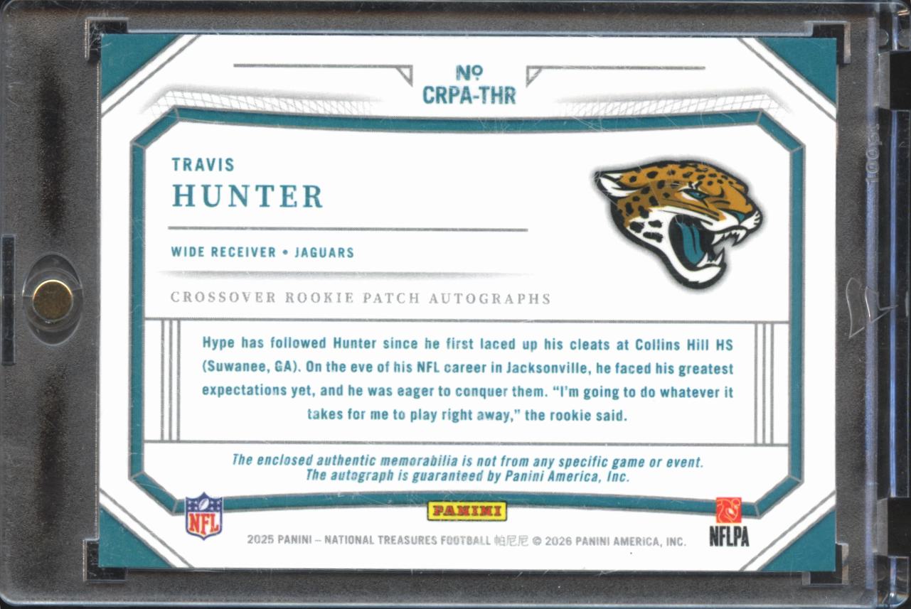 Travis Hunter 2025 National Treasures Auto Autograph Patch RC 2/10 Jaguars