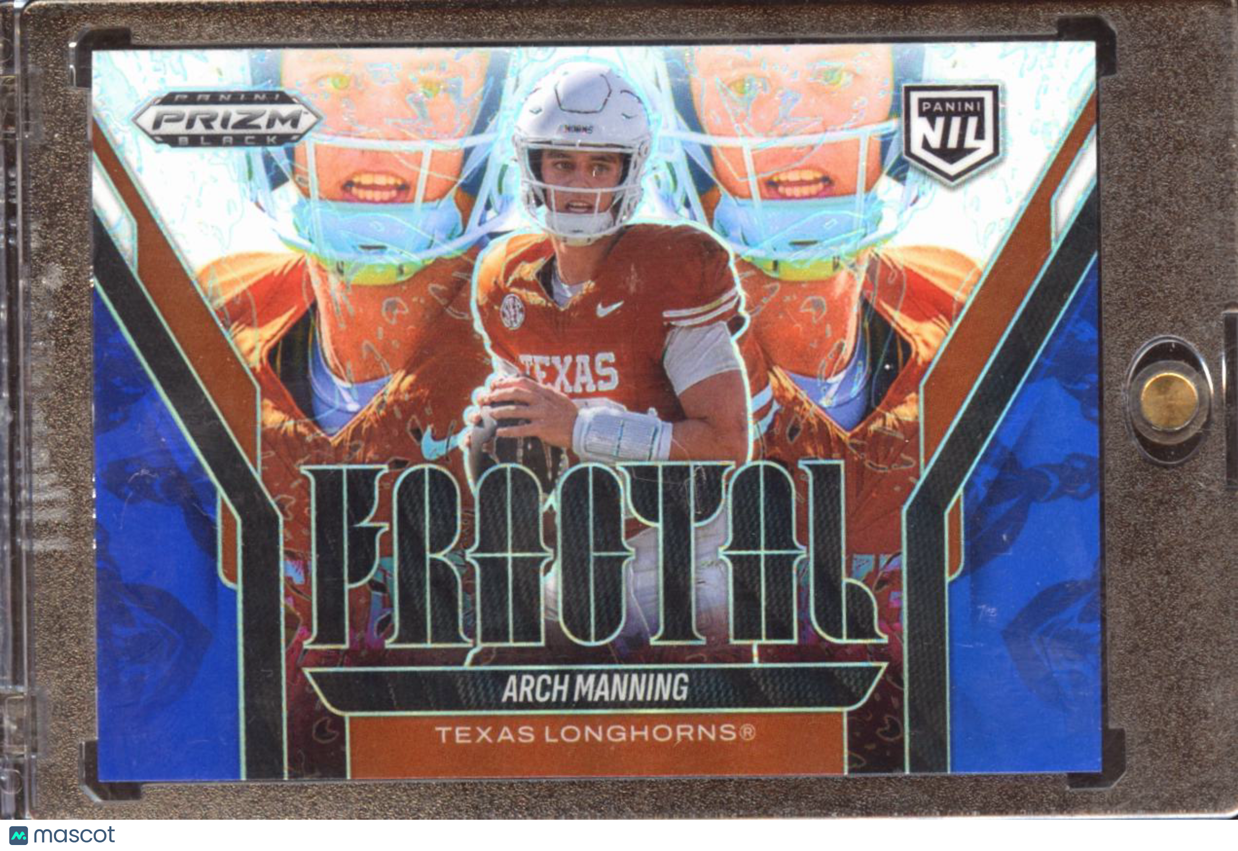Arch Manning 2025 Panini Prizm Black Fractal Blue Prizm RC /199 Texas Longhorns