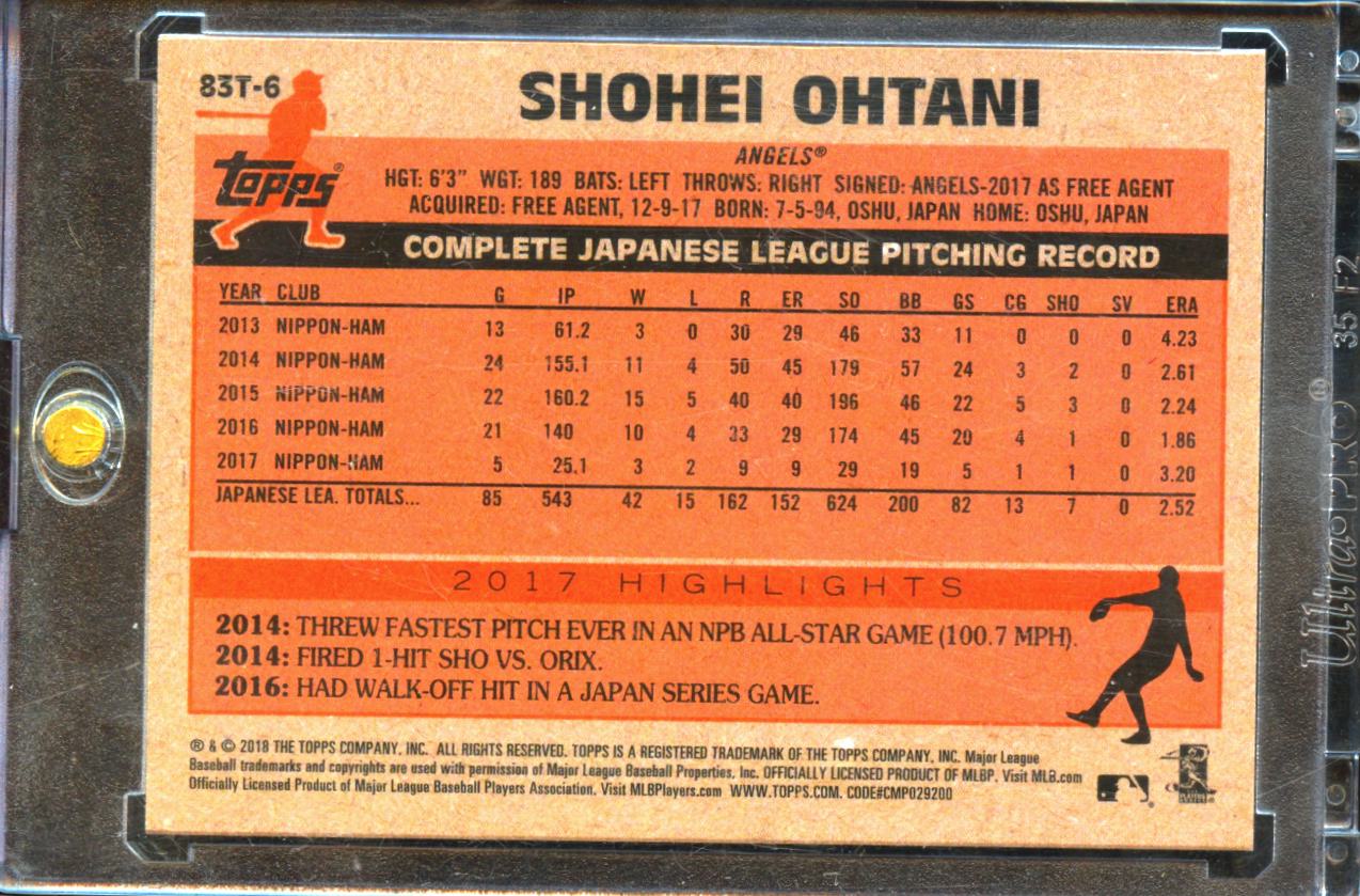 Shohei Ohtani 2018 Topps Chrome '83 Rookie RC Refractor Los Angeles Angels