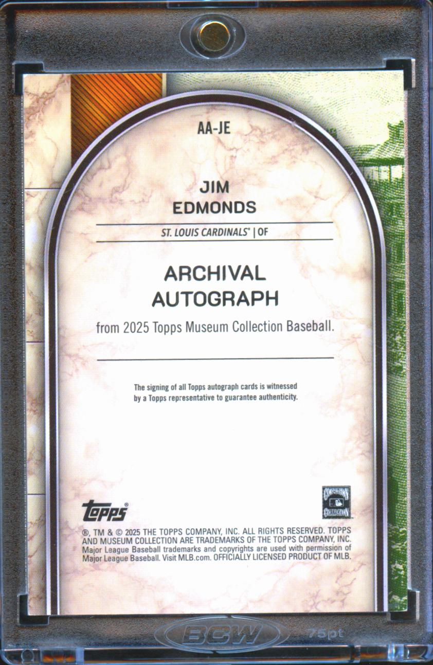 Jim Edmonds 2025 Topps Museum Collection Auto Autograph 2/25 St. Louis Cardinals