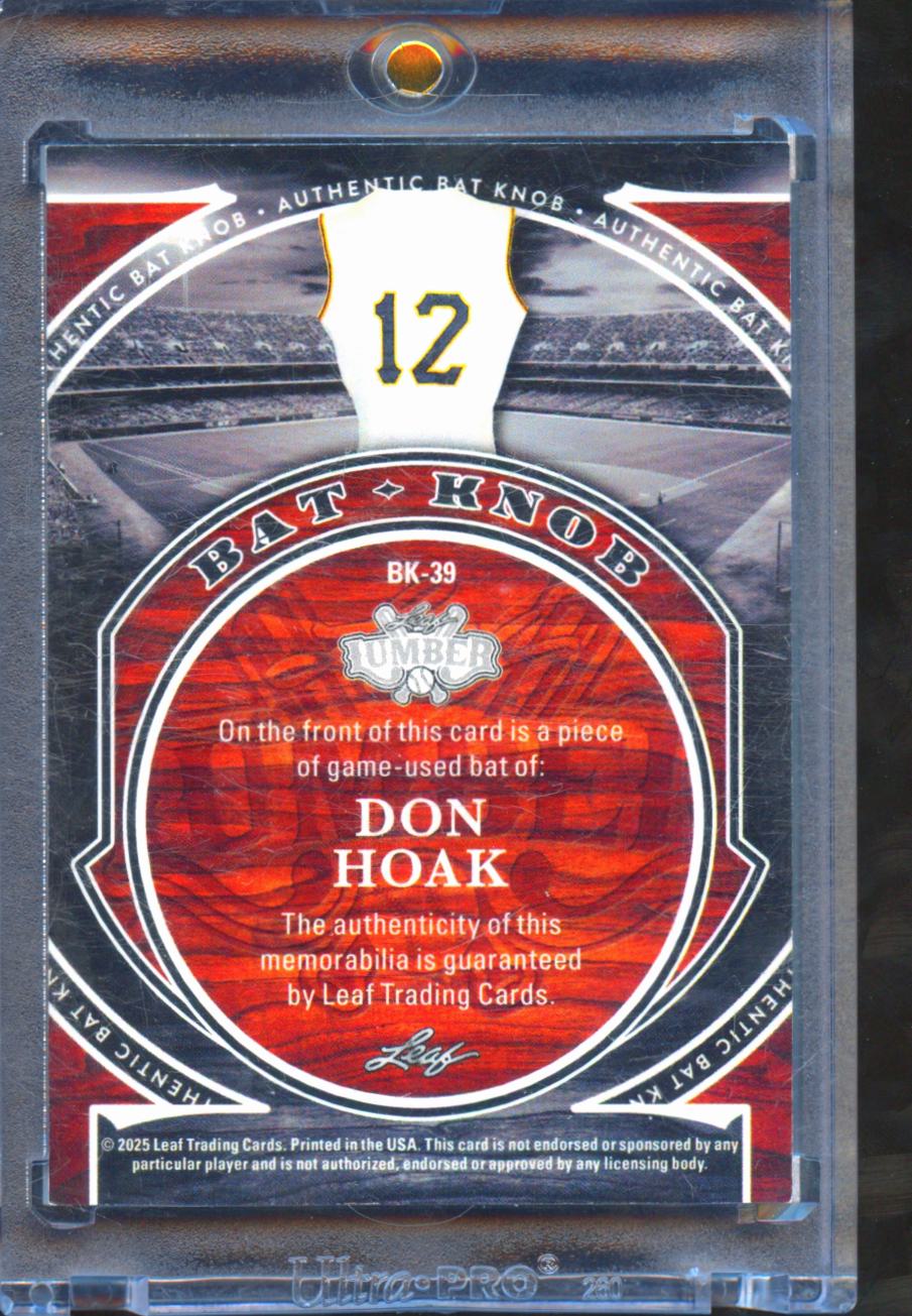 Don Hoak 2025 Leaf Lumber Game-Used Bat Knob 1/1 Pittsburgh Pirates