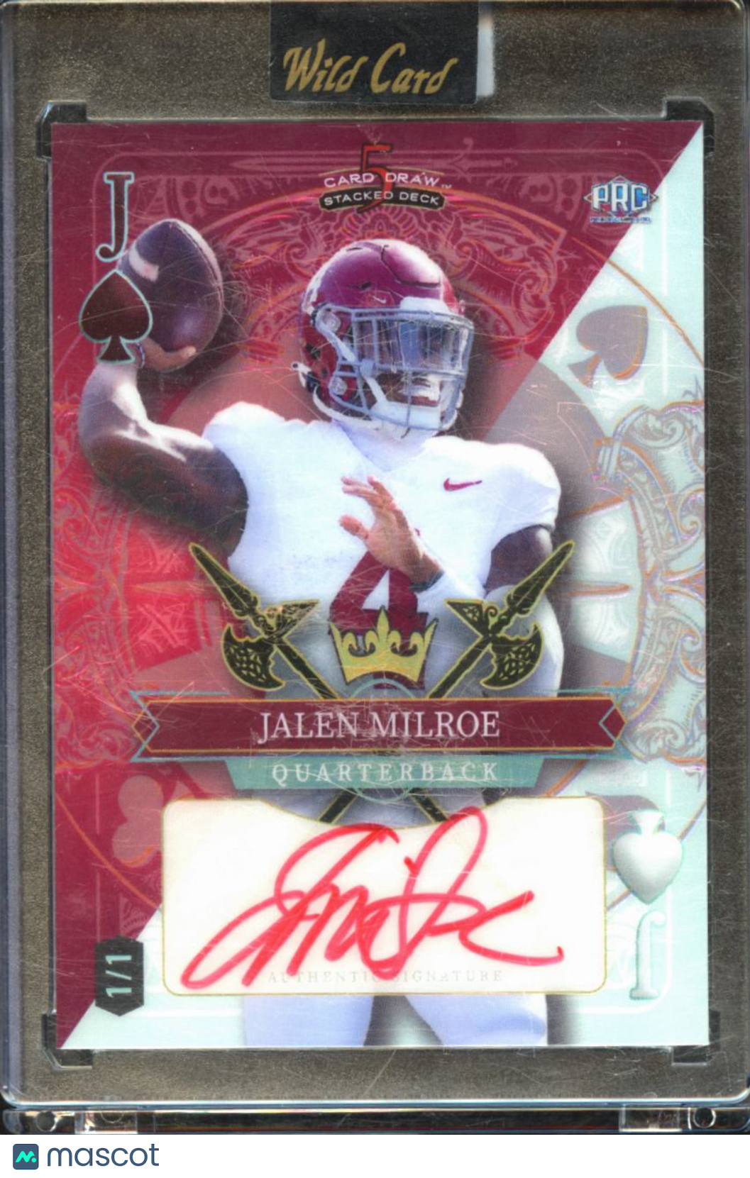 Jalen Milroe 2024 Wild Card Auto Autograph RC Red 1/1 Alabama Crimson Tide