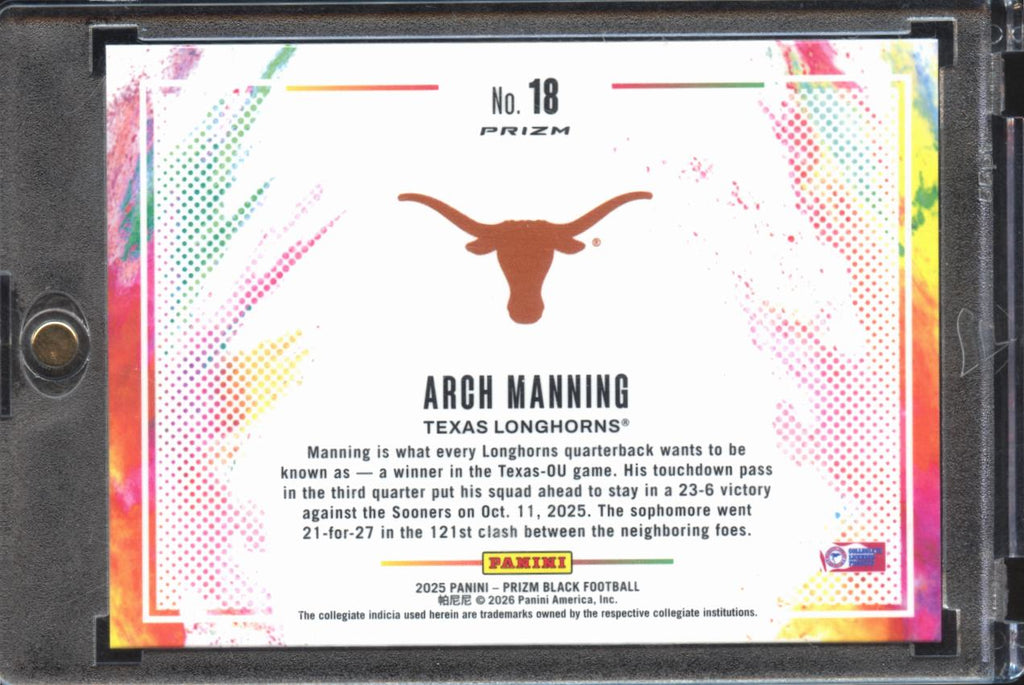 Arch Manning 2025 Prizm White Color Blast SSP CASE HIT RC Rookie Texas Longhorns