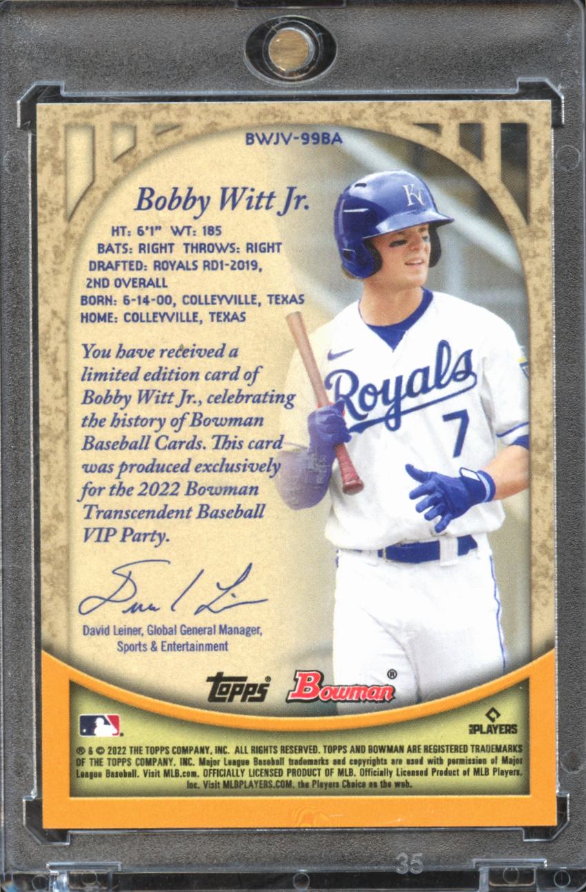 Bobby Witt Jr. 2022 Bowman Transcendent VIP Rookie RC 37/50 Kansas City Royals