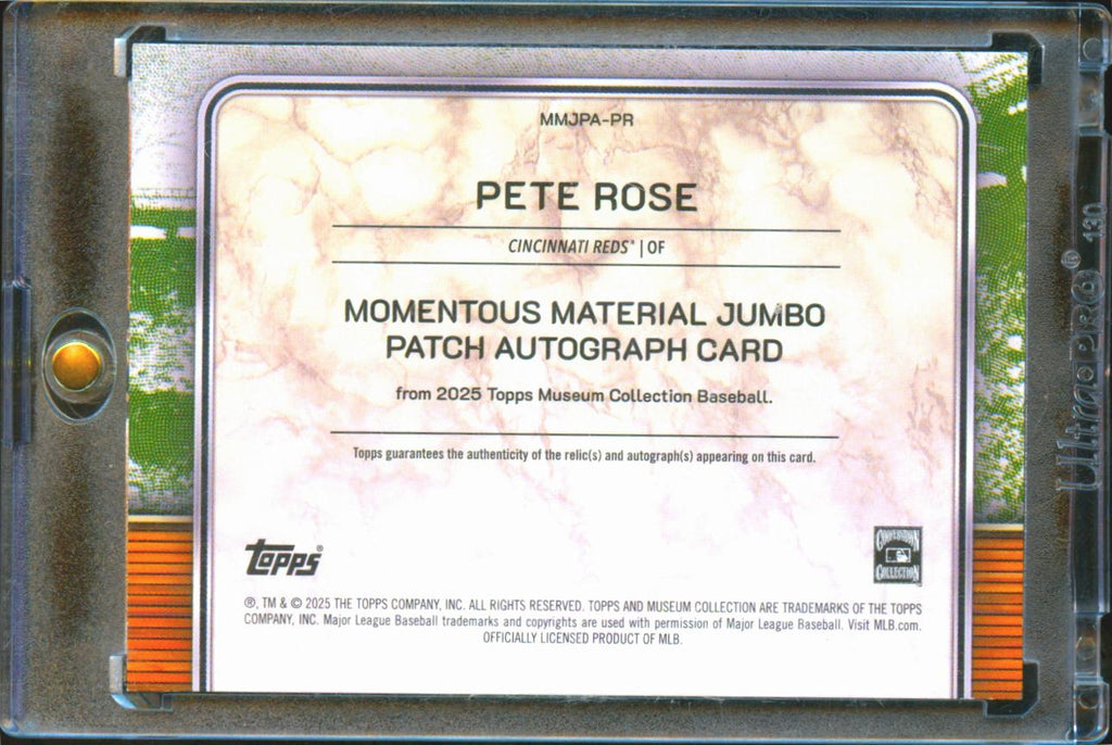 Pete Rose 2025 Museum Collection Auto Autograph Game Worn Pach 1/5 Reds