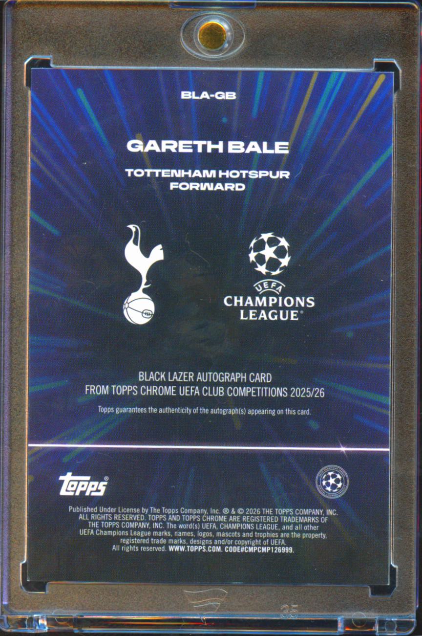 Gareth Bale 2026 Topps Chrome Auto Autograph Purple 7/75 Tottenham Hotspur