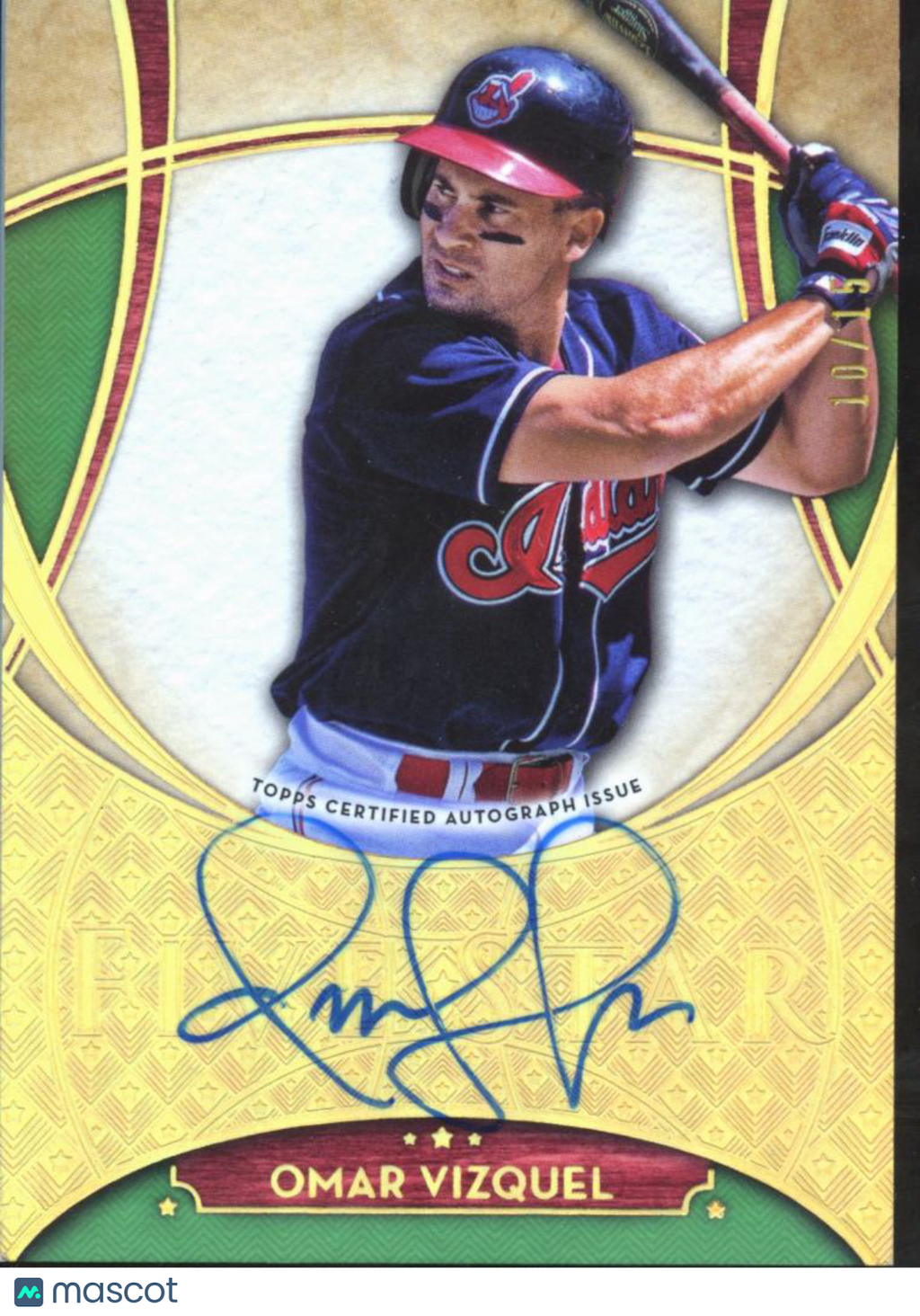 Omar Vizquel 2017 Topps Five Star Auto Autograph 10/15 Cleveland Indians