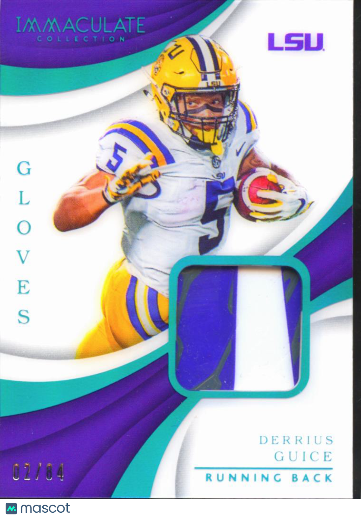 Derrius Guice 2018 Immaculate Glove Patch RC Rookie 2/84 LSU Tigers