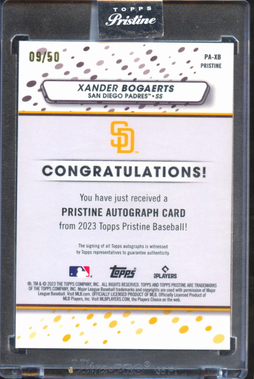 Xander Bogaerts 2023 Topps Pristine Auto Autograph GOLD 9/50 San Diego Padres