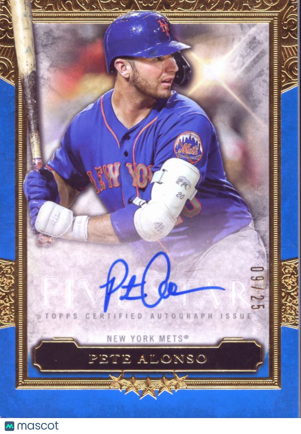 Pete Alonso 2020 Topps Five Star Auto Autograph Blue 9/25 New York Mets